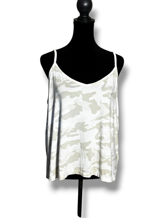 Old Navy Tops - Old Navy White & Light Gray/Beige V Neck Loose Fit Camo Spaghetti Strap Camisole